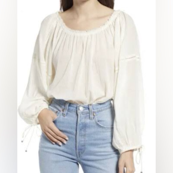 Intimately Free People Sundown Balloon Sleeve Bodysuit In Milk Blossom